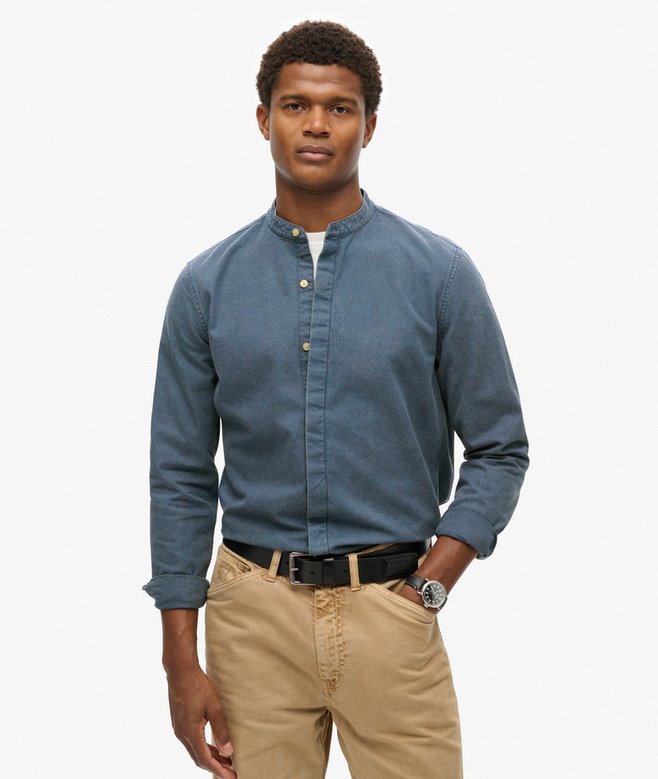 superdry Camisa índigo con cuello panadero Merchant Store