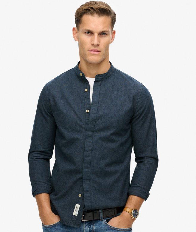 superdry Camisa índigo con cuello panadero Merchant Store