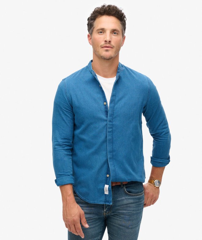 superdry Camisa índigo con cuello panadero Merchant Store