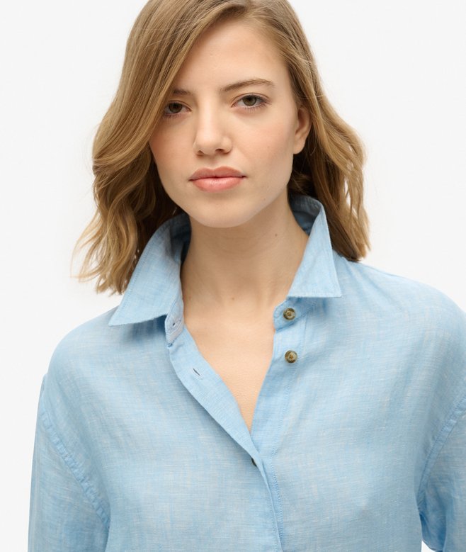 Superdry Camisa Informal De Lino Con Corte Boyfriend