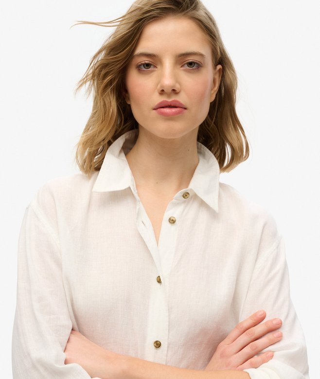 Superdry Camisa Informal De Lino Con Corte Boyfriend