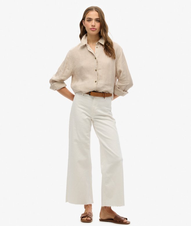 Superdry Camisa Informal De Lino Con Corte Boyfriend