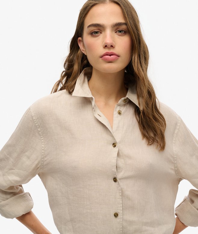 Superdry Camisa Informal De Lino Con Corte Boyfriend