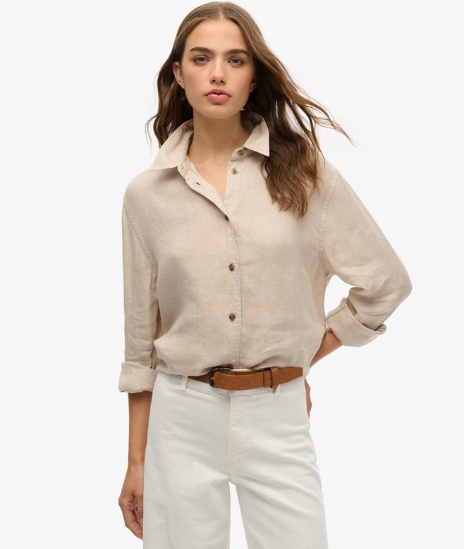 superdry Camisa informal de lino con corte boyfriend