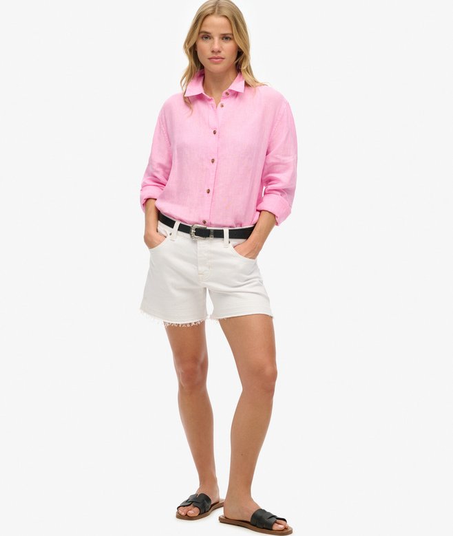 Superdry Camisa Informal De Lino Con Corte Boyfriend