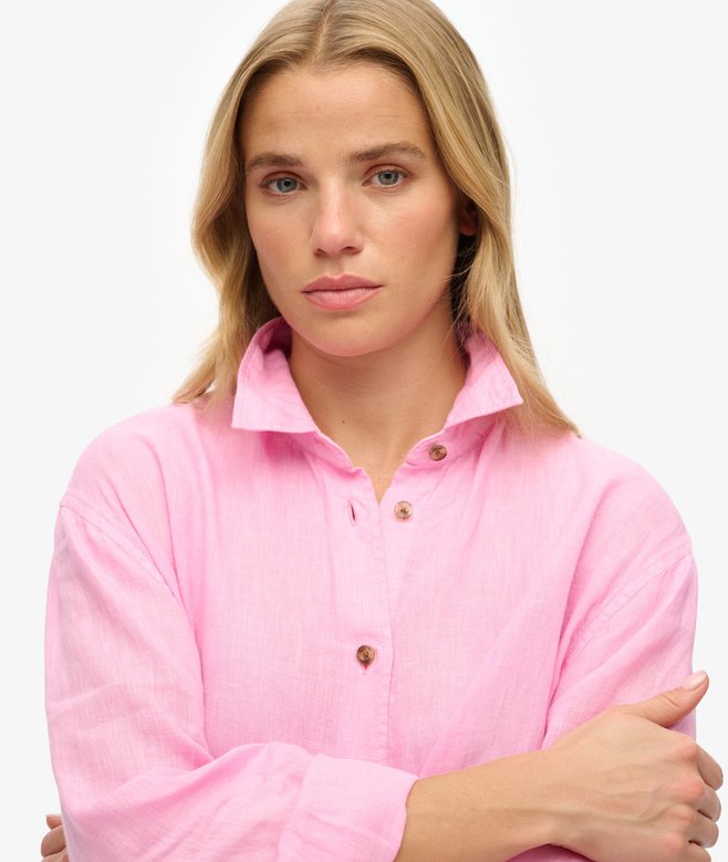 Superdry Camisa Informal De Lino Con Corte Boyfriend