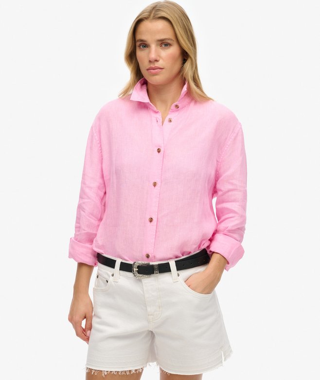 superdry Camisa informal de lino con corte boyfriend