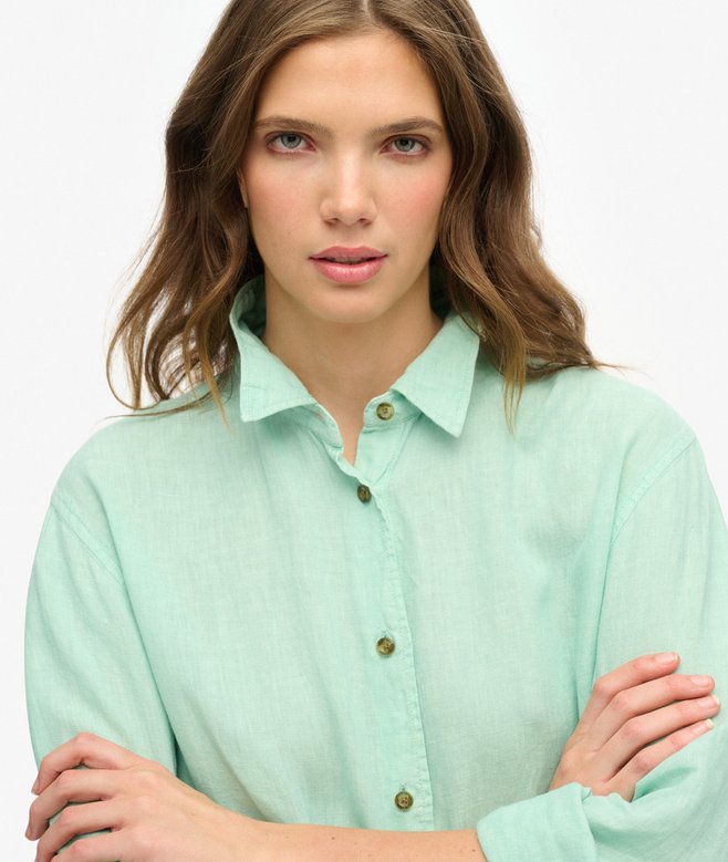 Superdry Camisa Informal De Lino Con Corte Boyfriend