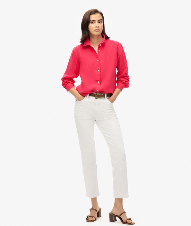 Superdry Camisa Informal De Lino Con Corte Boyfriend