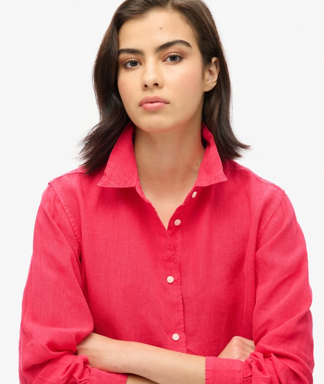 Superdry Camisa Informal De Lino Con Corte Boyfriend