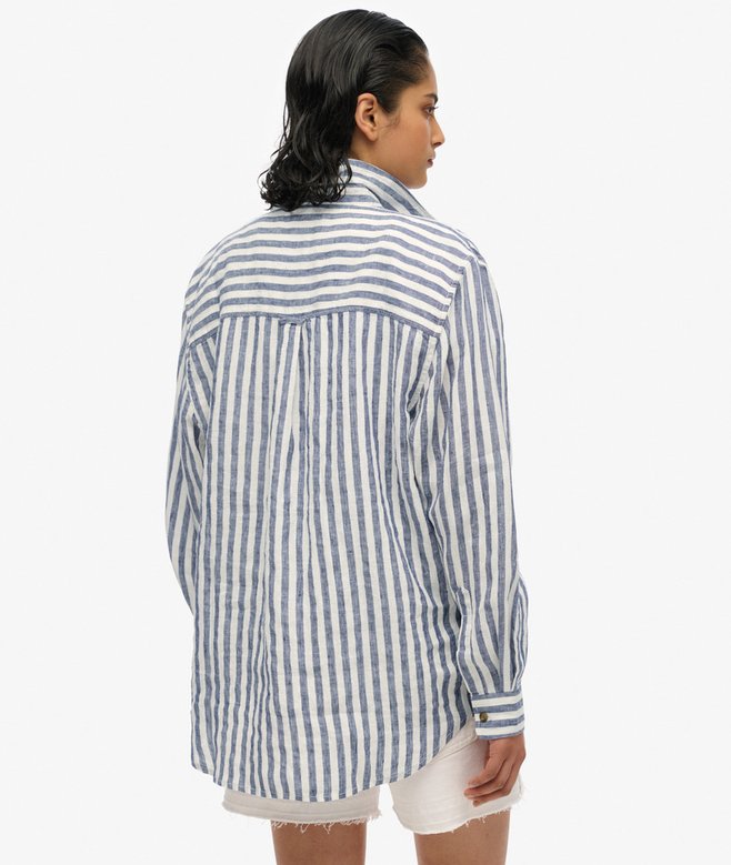 Superdry Camisa Informal De Lino Con Corte Boyfriend