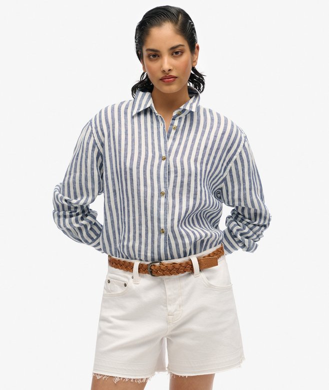 superdry Camisa informal de lino con corte boyfriend