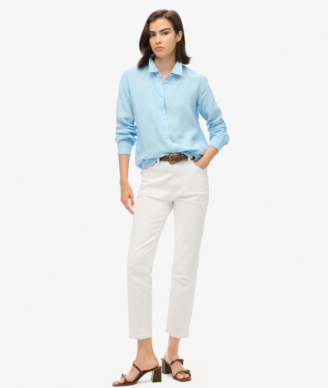 Superdry Camisa Informal De Lino Con Corte Boyfriend