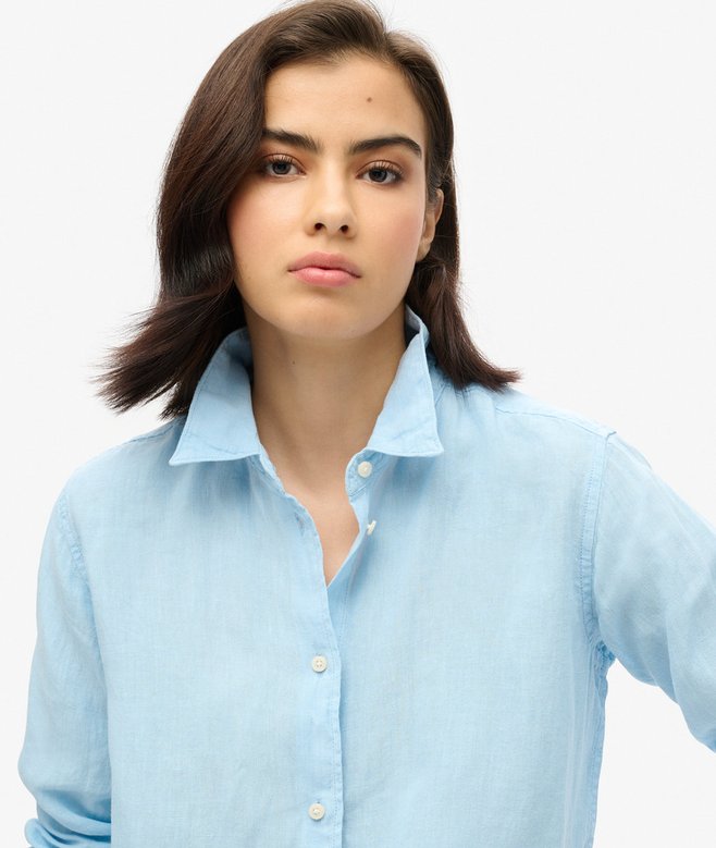 Superdry Camisa Informal De Lino Con Corte Boyfriend
