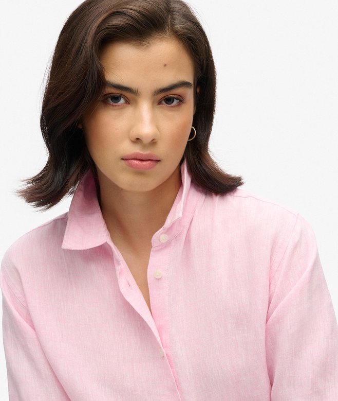 Superdry Camisa Informal De Lino Con Corte Boyfriend