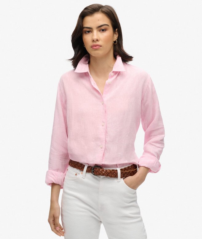 superdry Camisa informal de lino con corte boyfriend