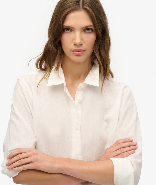 Superdry Camisa Informal De Lino Con Corte Boyfriend