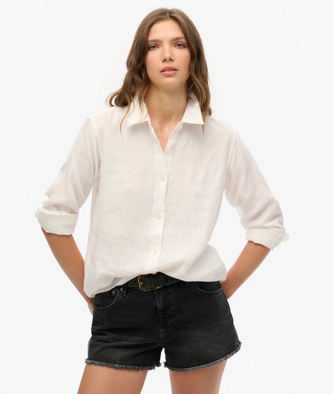 superdry Camisa informal de lino con corte boyfriend