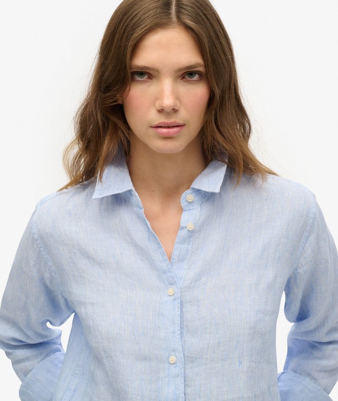 Superdry Camisa Informal De Lino Con Corte Boyfriend