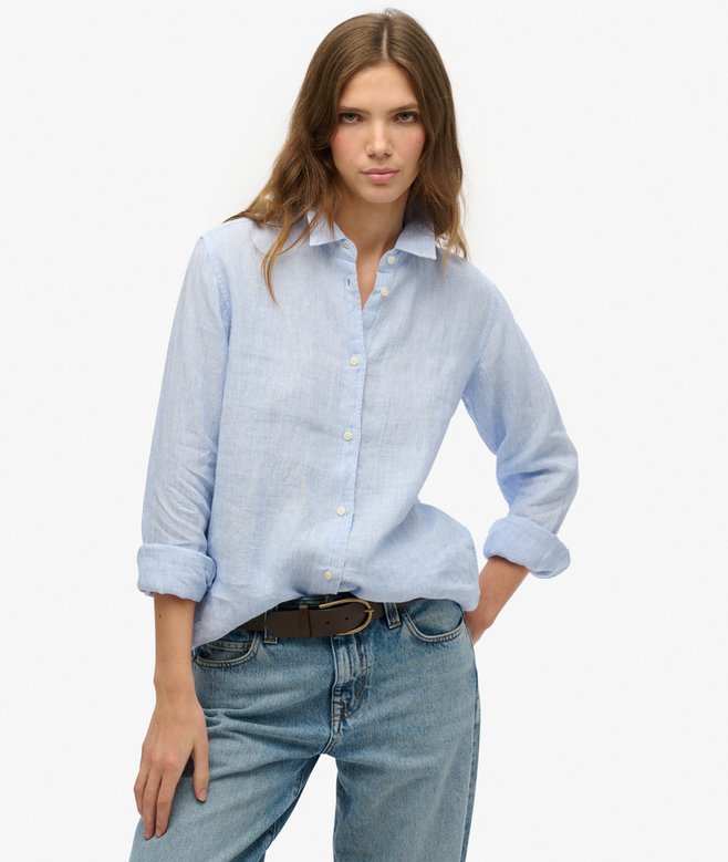 superdry Camisa informal de lino con corte boyfriend