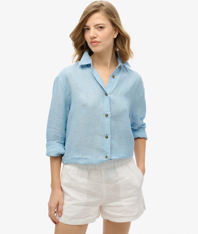 superdry Camisa informal de lino con corte boyfriend