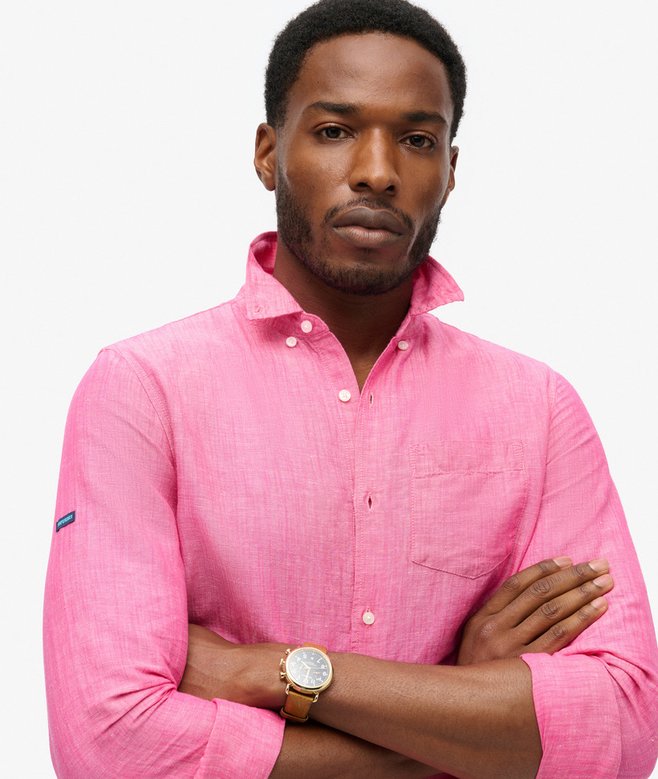 Superdry Camisa Studios En Lino Y Algodón Orgánico Con Cuello Abotonado