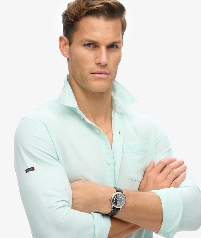 Superdry Camisa Studios En Lino Y Algodón Orgánico Con Cuello Abotonado