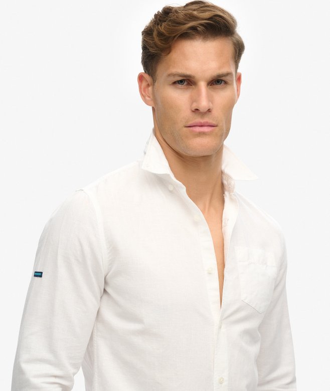 Superdry Camisa Studios En Lino Y Algodón Orgánico Con Cuello Abotonado