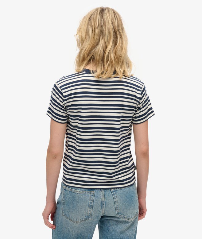Superdry Camiseta Ajustada A Rayas Con Logotipo Essential