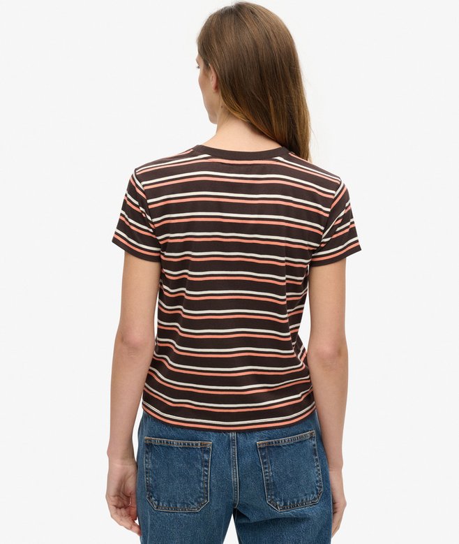 Superdry Camiseta Ajustada A Rayas Con Logotipo Essential