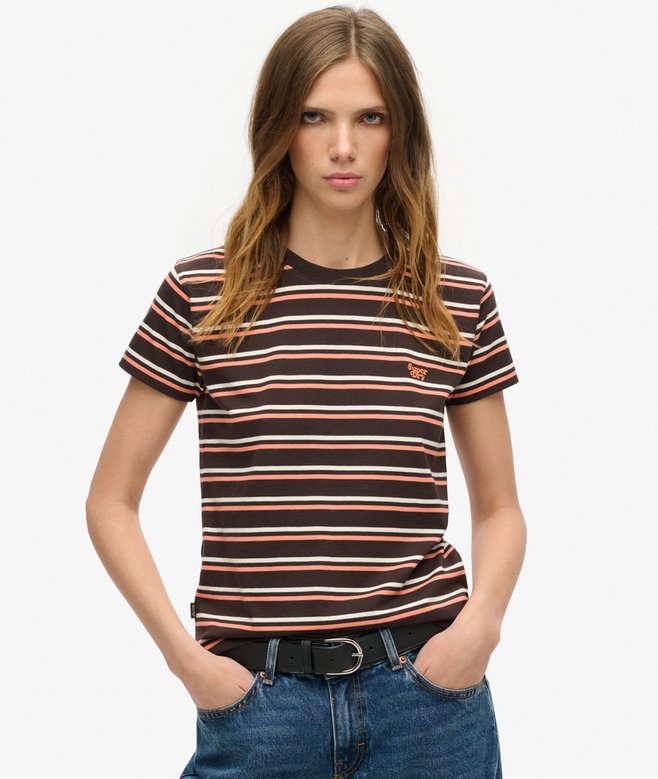 superdry Camiseta ajustada a rayas con logotipo Essential