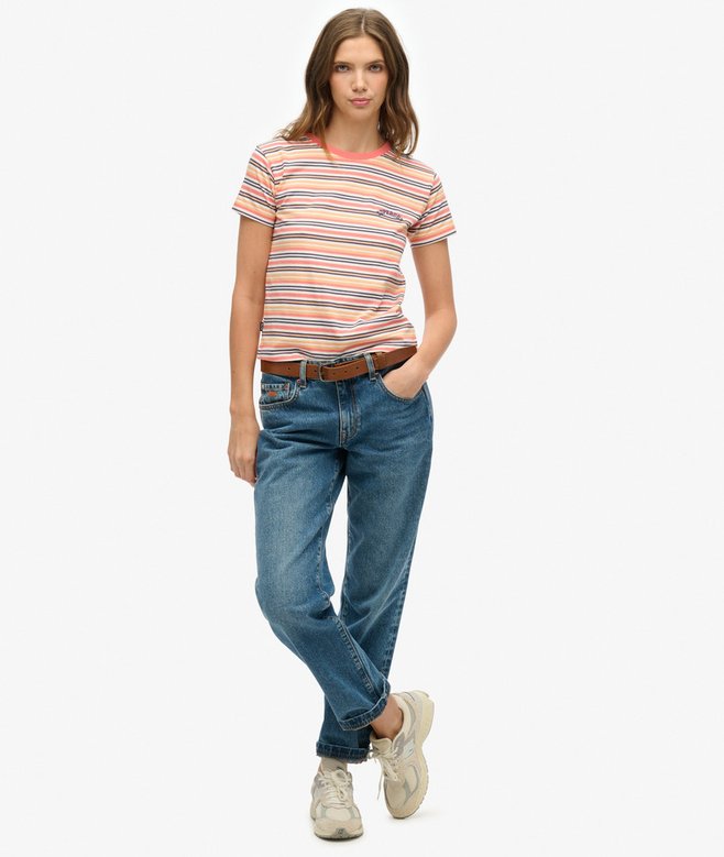 Superdry Camiseta Ajustada A Rayas Con Logotipo Essential
