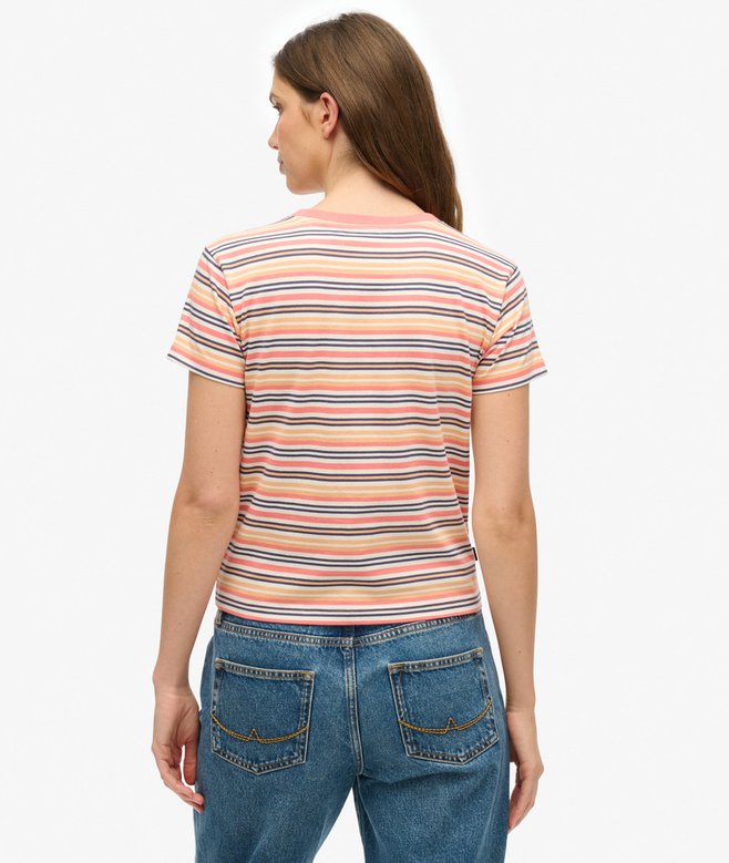 Superdry Camiseta Ajustada A Rayas Con Logotipo Essential