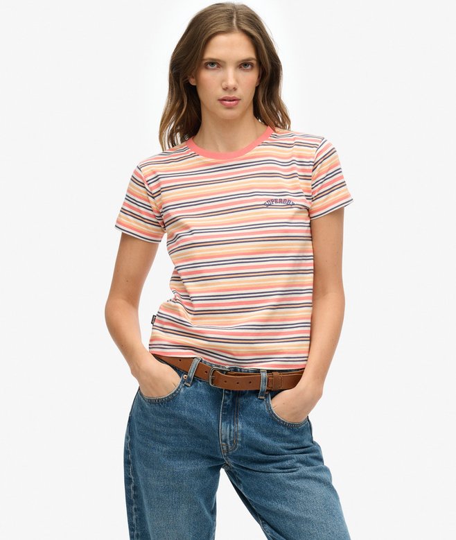 superdry Camiseta ajustada a rayas con logotipo Essential