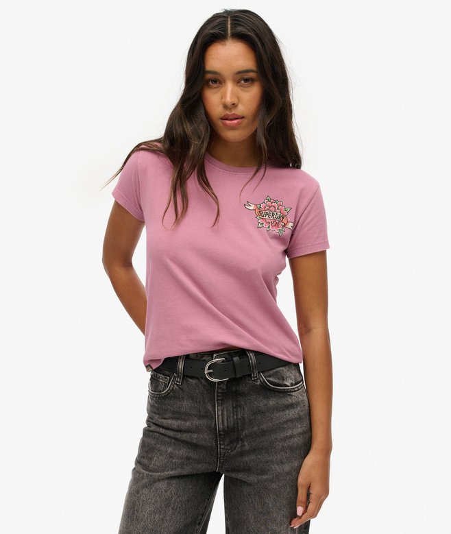 Superdry Camiseta Ajustada Con Strass Y Motivo De Tatuaje