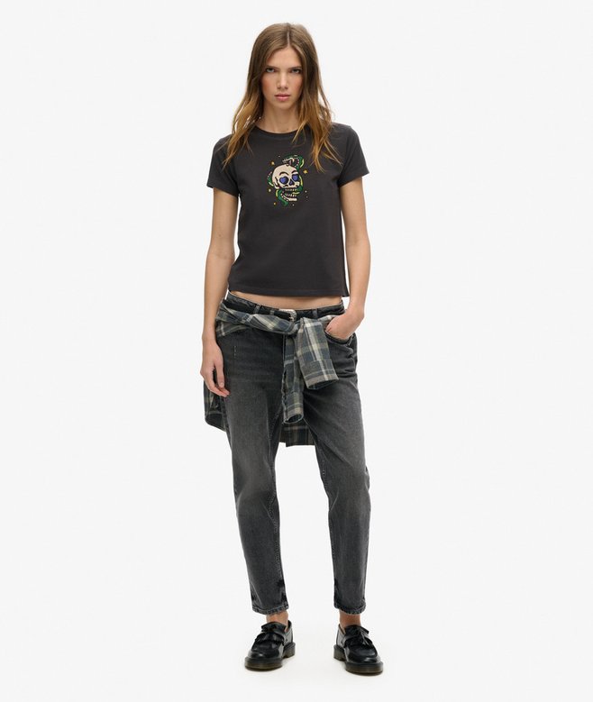 Superdry Camiseta Ajustada Con Strass Y Motivo De Tatuaje Pequeño