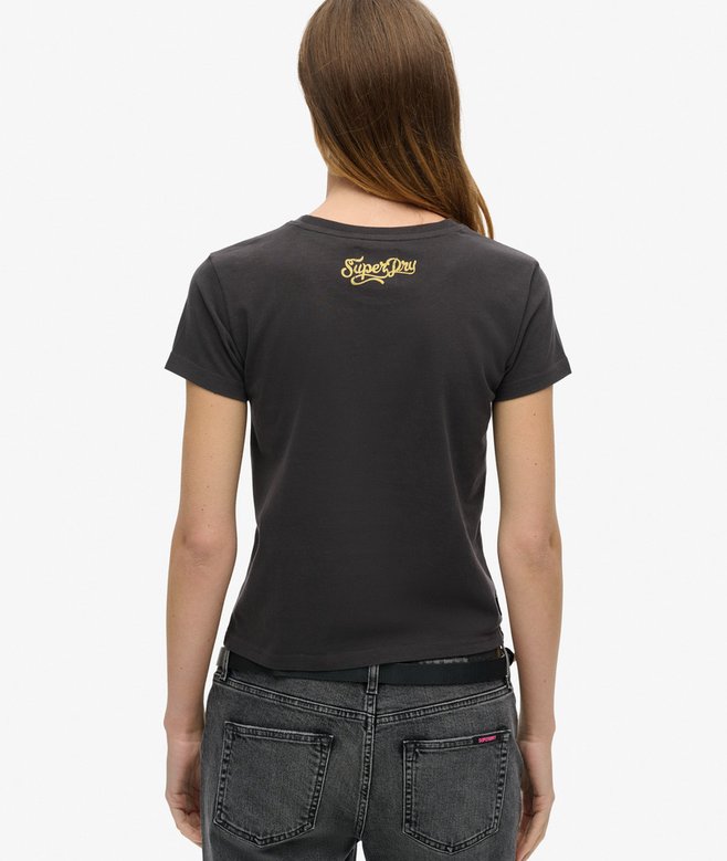 Superdry Camiseta Ajustada Con Strass Y Motivo De Tatuaje Pequeño