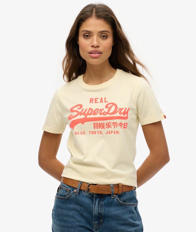 superdry Camiseta ajustada flúor con logotipo Vintage
