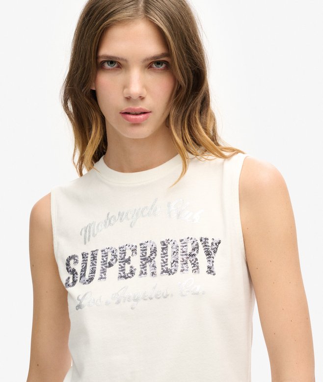 Superdry Camiseta Ajustada Sin Mangas Con Adornos Archive