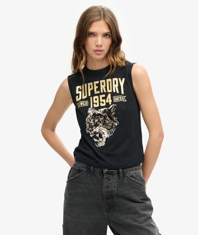 superdry Camiseta ajustada sin mangas con adornos Archive