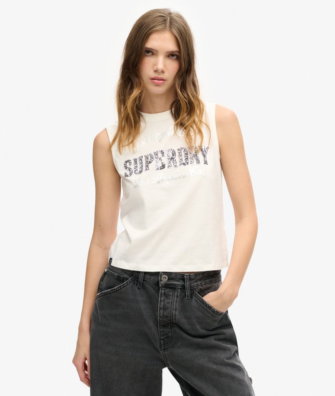 superdry Camiseta ajustada sin mangas con adornos Archive