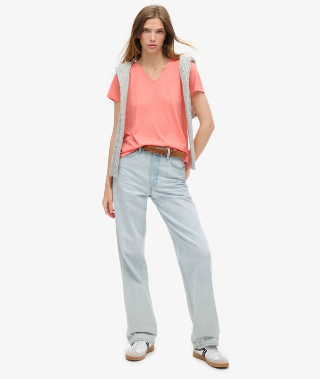 Superdry Camiseta Con Cuello De Pico Flameada Y Con Bordado