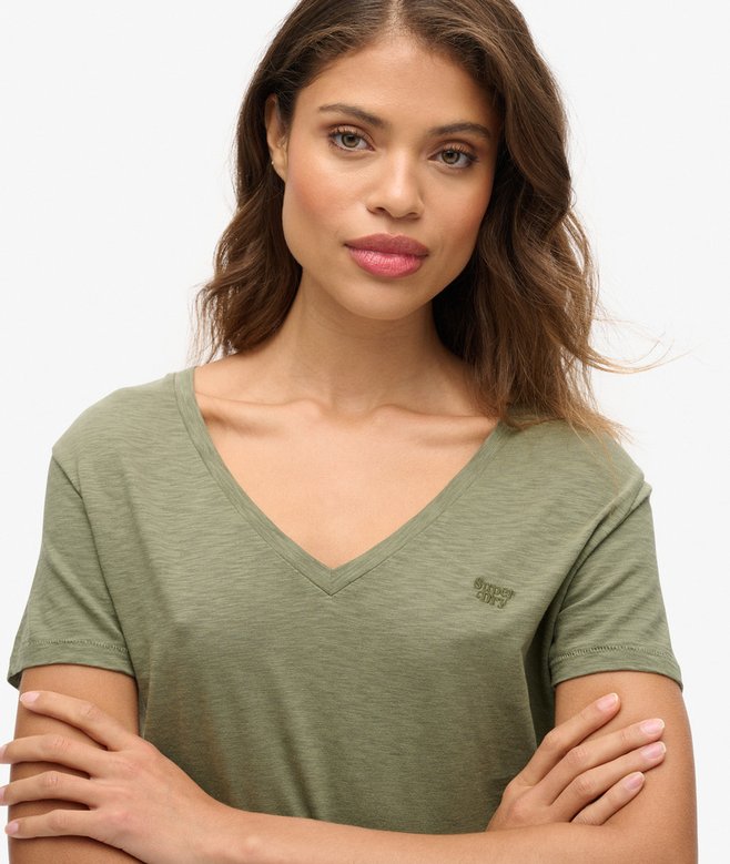 Superdry Camiseta Con Cuello De Pico Flameada Y Con Bordado