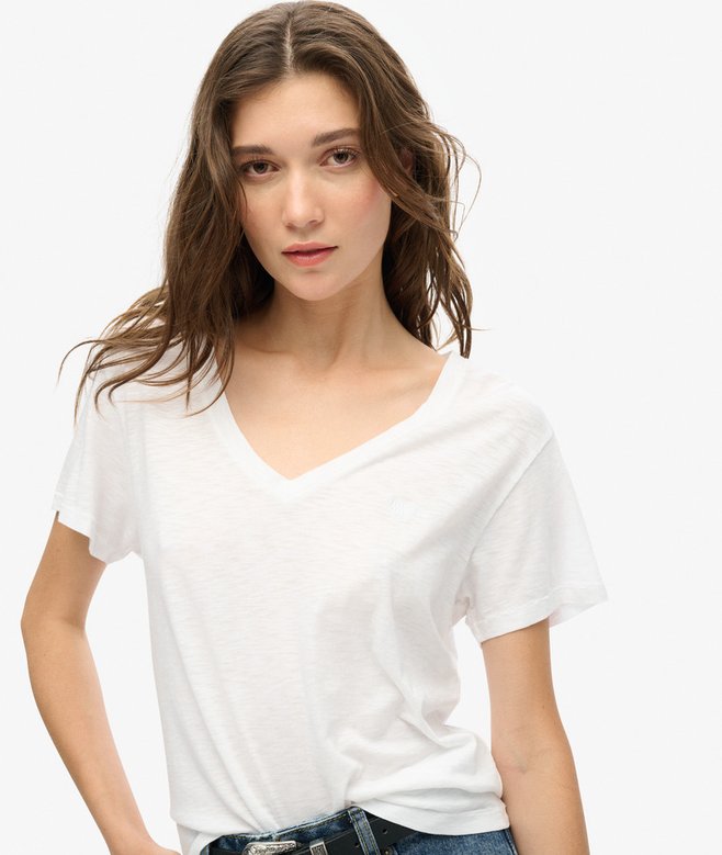 Superdry Camiseta Con Cuello De Pico Flameada Y Con Bordado