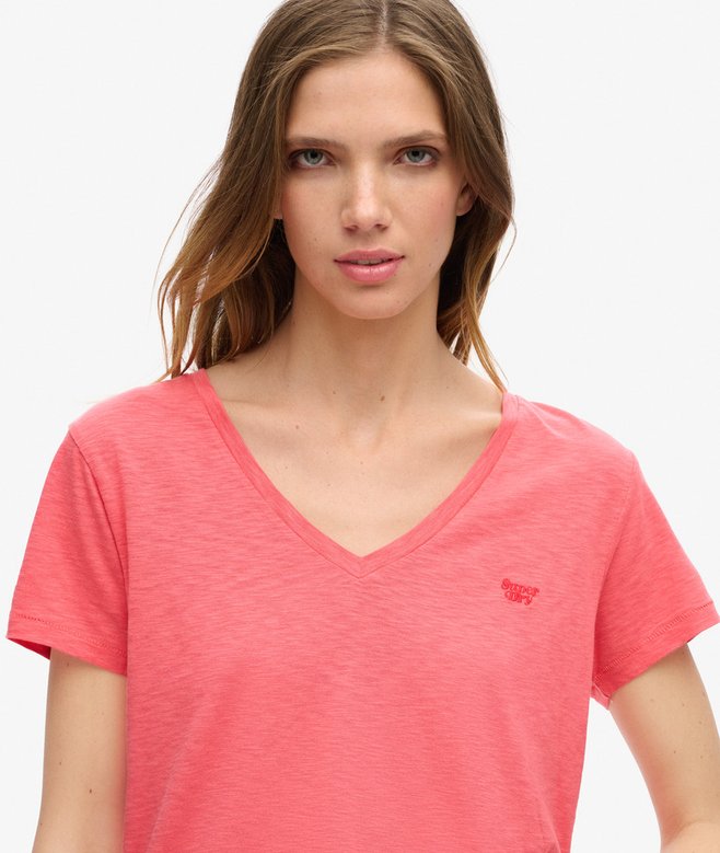 Superdry Camiseta Con Cuello De Pico Flameada Y Con Bordado