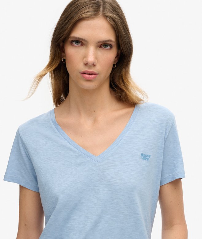Superdry Camiseta Con Cuello De Pico Flameada Y Con Bordado