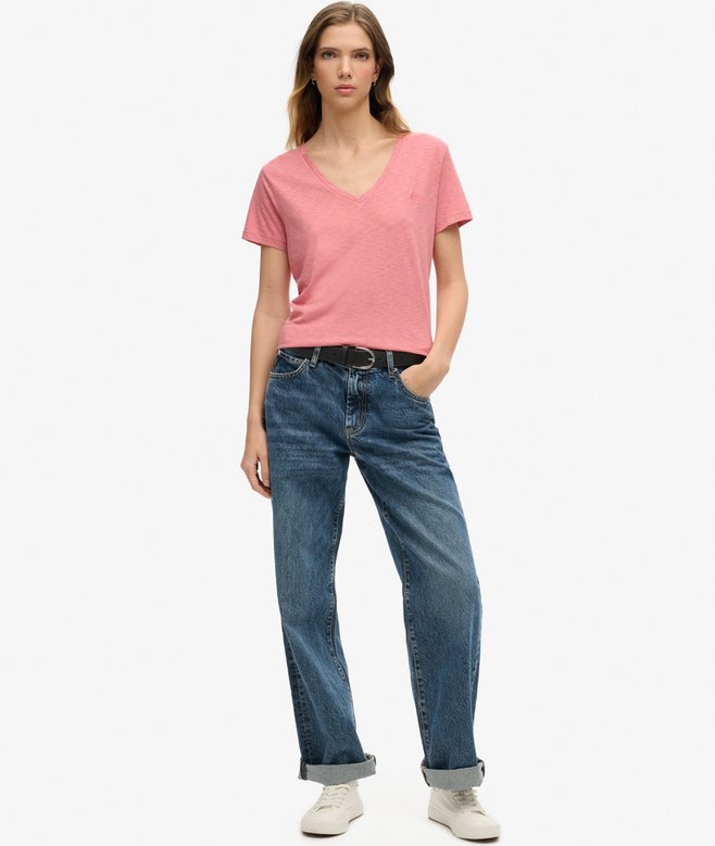 Superdry Camiseta Con Cuello De Pico Flameada Y Con Bordado