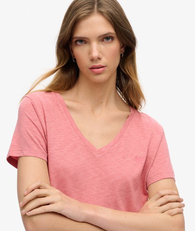 Superdry Camiseta Con Cuello De Pico Flameada Y Con Bordado