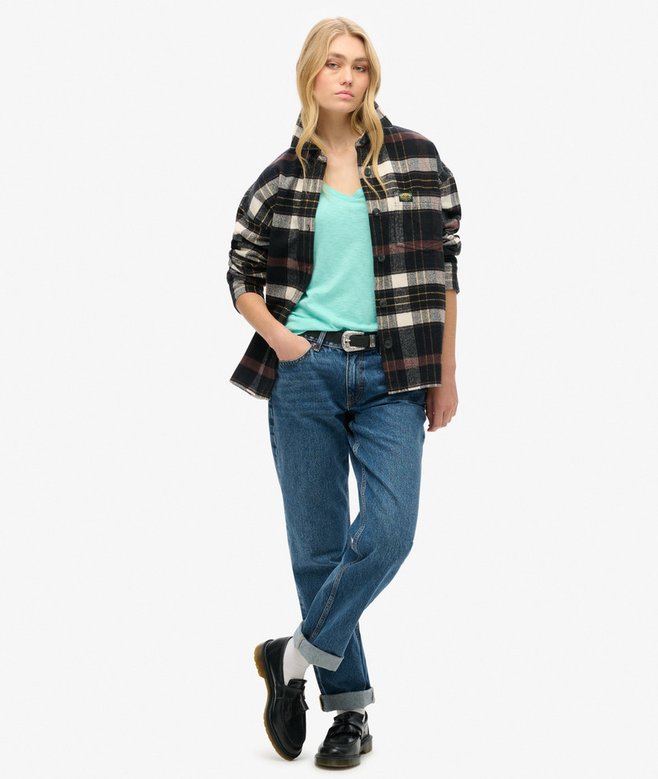 Superdry Camiseta Con Cuello De Pico Flameada Y Con Bordado