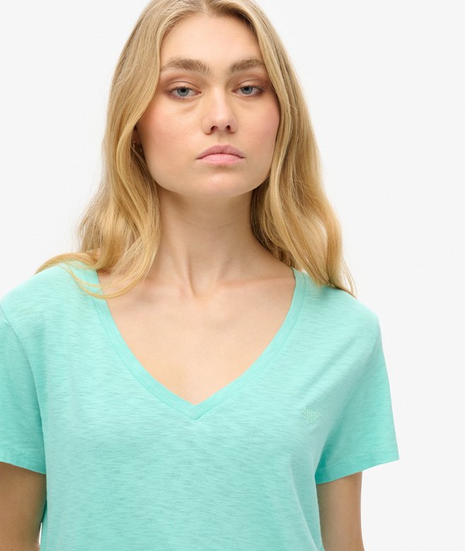 Superdry Camiseta Con Cuello De Pico Flameada Y Con Bordado